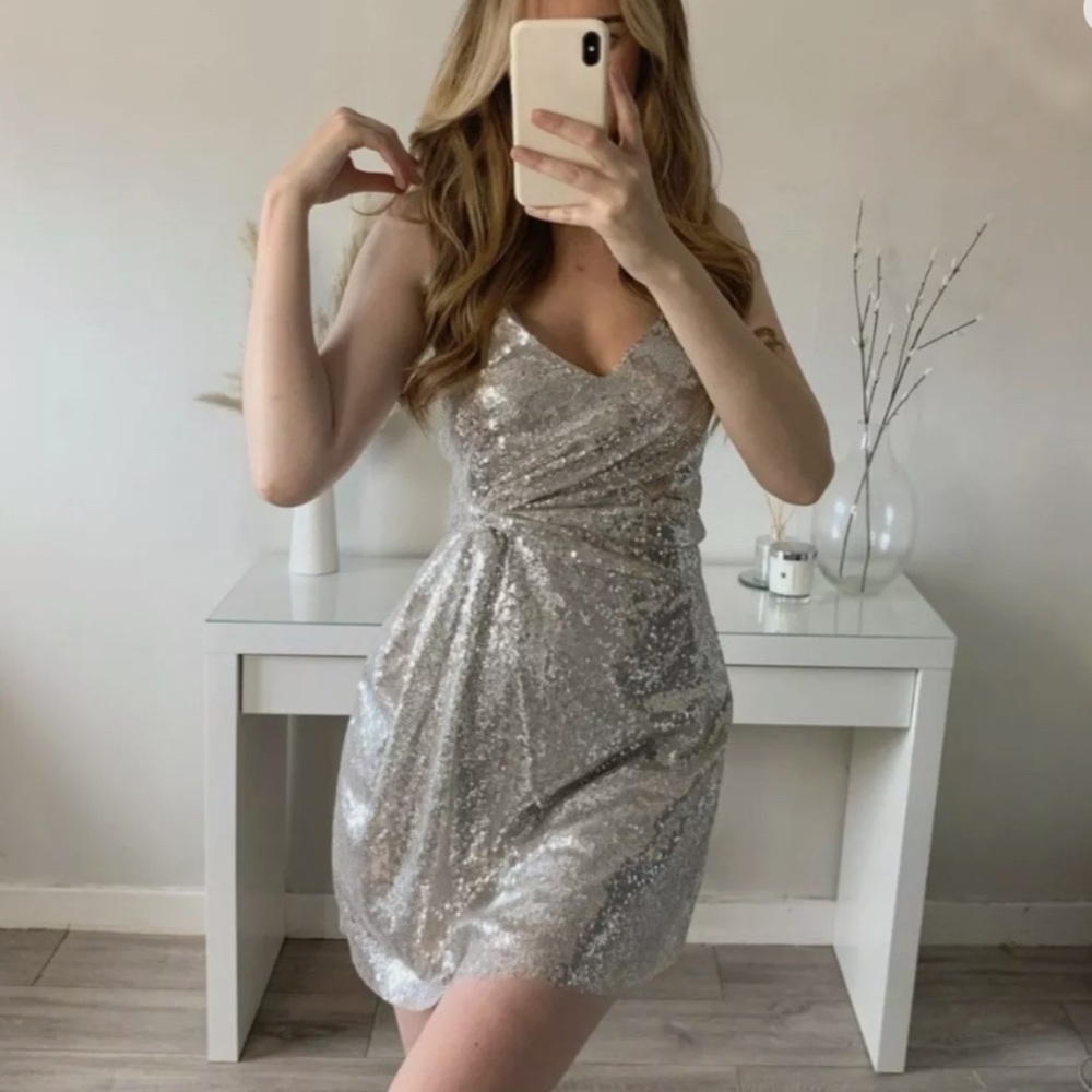ZARA Knotted Silver Dress